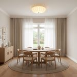 Dewdrop Shell Semi Flush Ceiling Light in Gold and Walnut