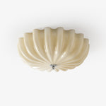 Dewdrop Shell Semi Flush Ceiling Light in Gold and Walnut