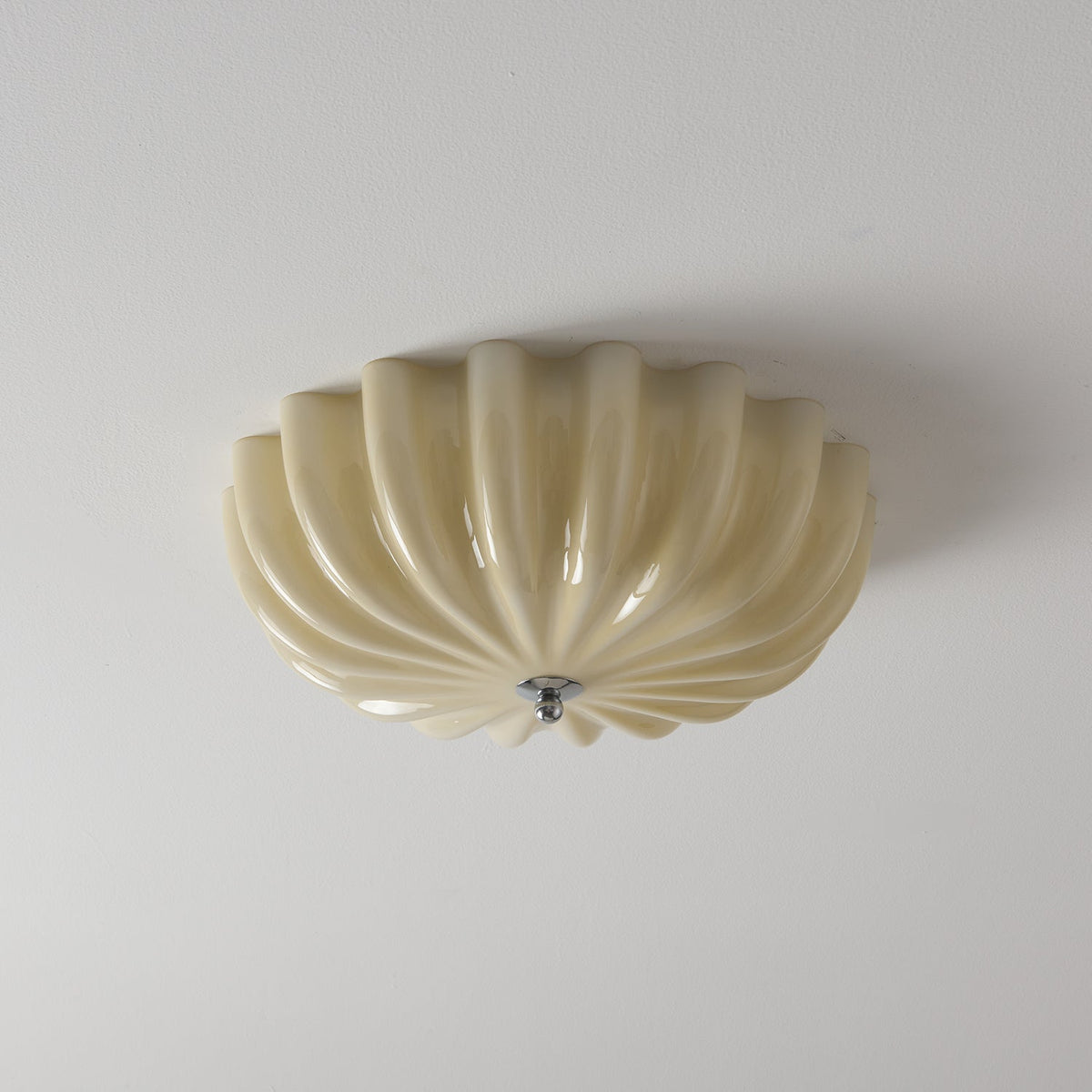Dewdrop Shell Semi Flush Ceiling Light in Gold and Walnut