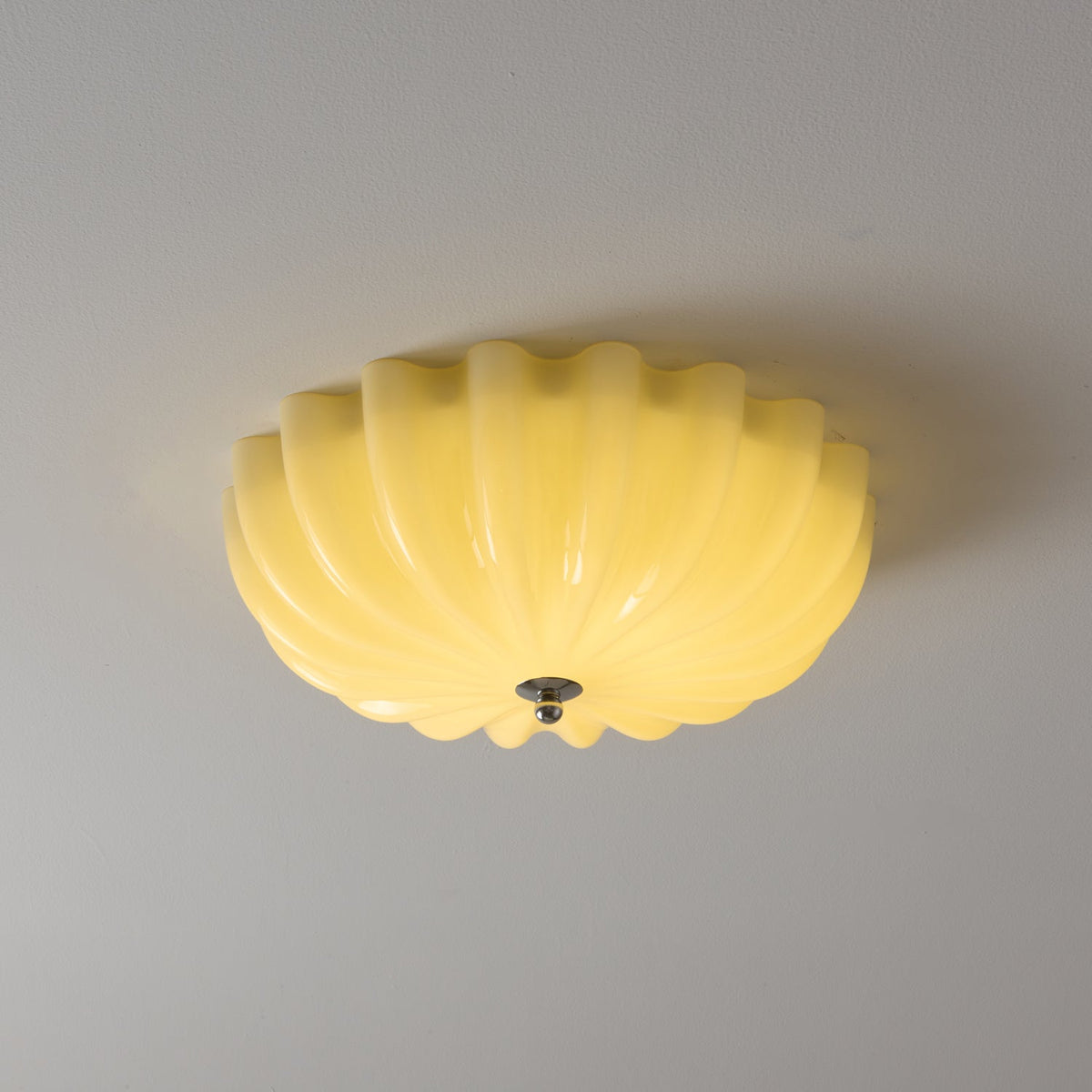 Dewdrop Shell Semi Flush Ceiling Light in Gold and Walnut