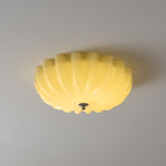 Dewdrop Shell Semi Flush Ceiling Light in Gold and Walnut