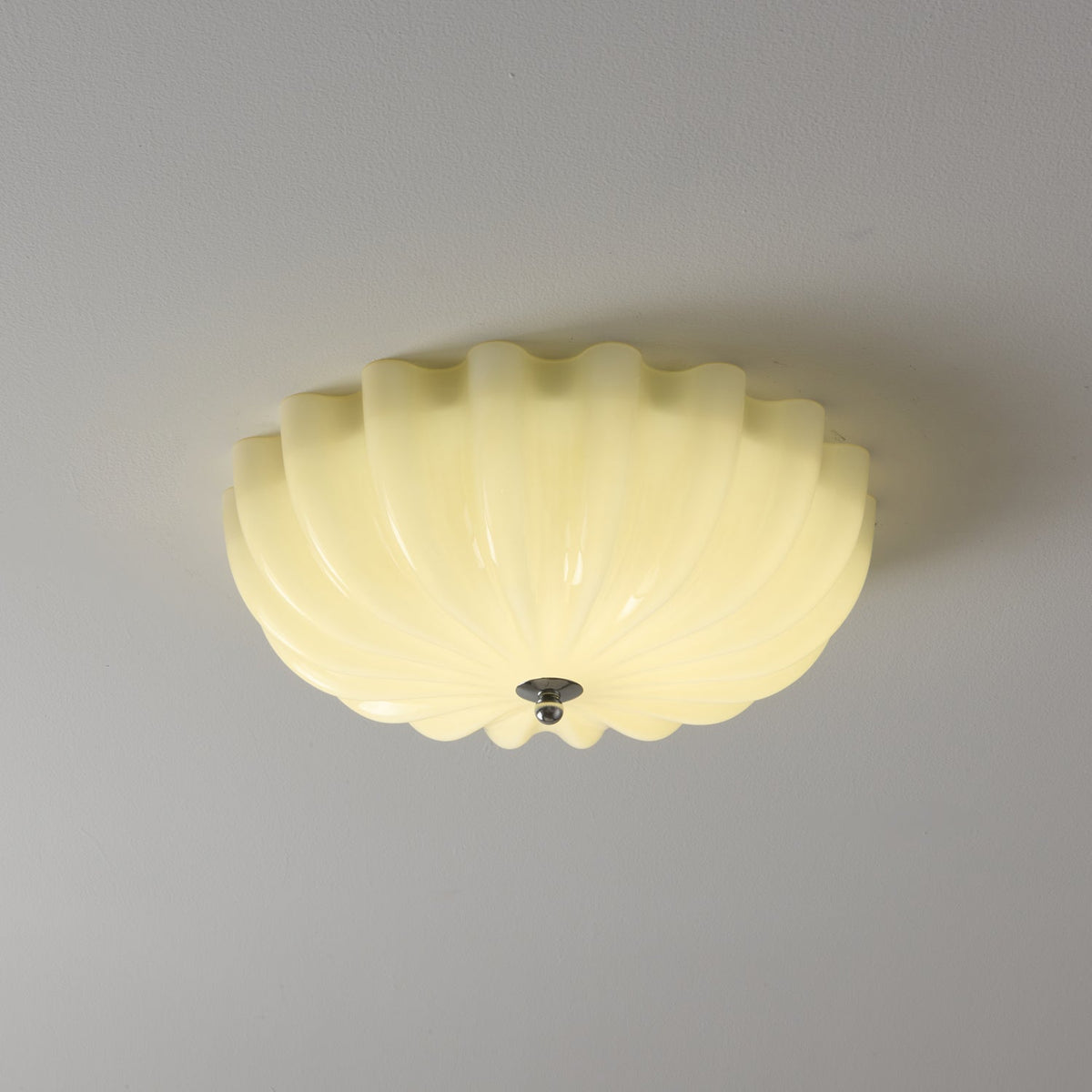 Dewdrop Shell Semi Flush Ceiling Light in Gold and Walnut