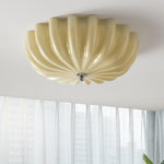 Dewdrop Shell Semi Flush Ceiling Light in Gold and Walnut