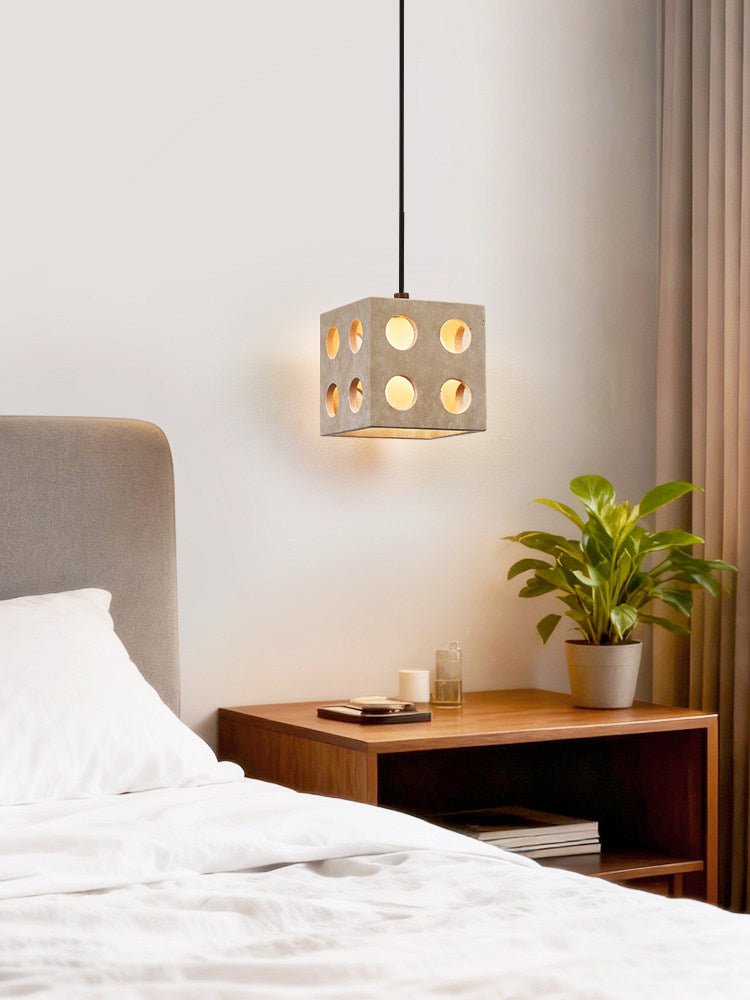 Dice Travertine Pendant Light – Modern Sculptural Cube Pendant for Dining & Living Spaces