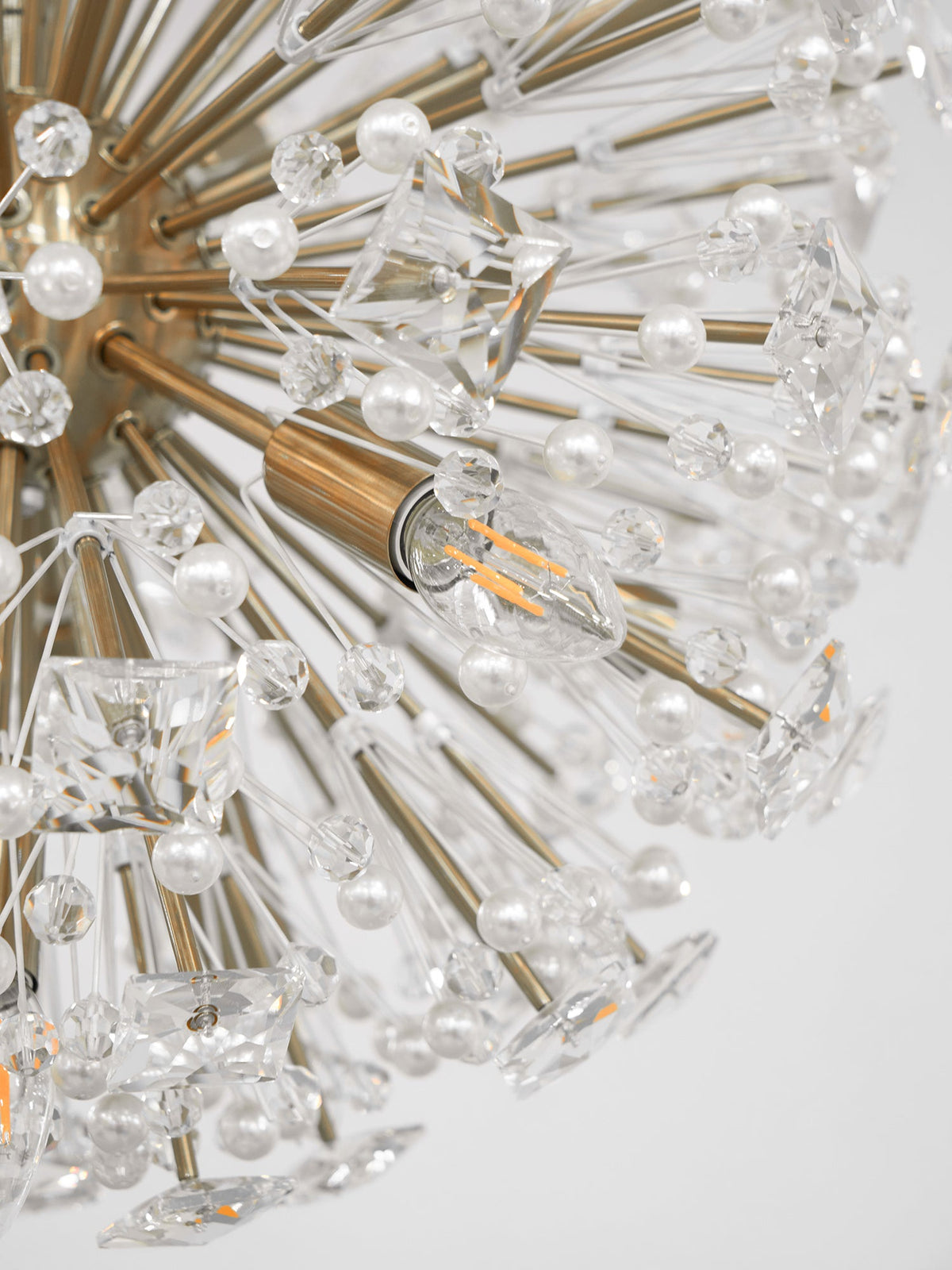 Dickinson Crystal Chandelier — Modern Gold Starburst Pendant Light for Dining Room and Foyer