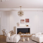 Dickinson Crystal Chandelier — Modern Gold Starburst Pendant Light for Dining Room and Foyer