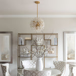 Dickinson Crystal Chandelier — Modern Gold Starburst Pendant Light for Dining Room and Foyer