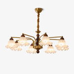 Dioris Modern Glass Chandelier with Wood and Gold Accents for Dining Room and Living Room