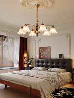 Dioris Modern Glass Chandelier with Wood and Gold Accents for Dining Room and Living Room