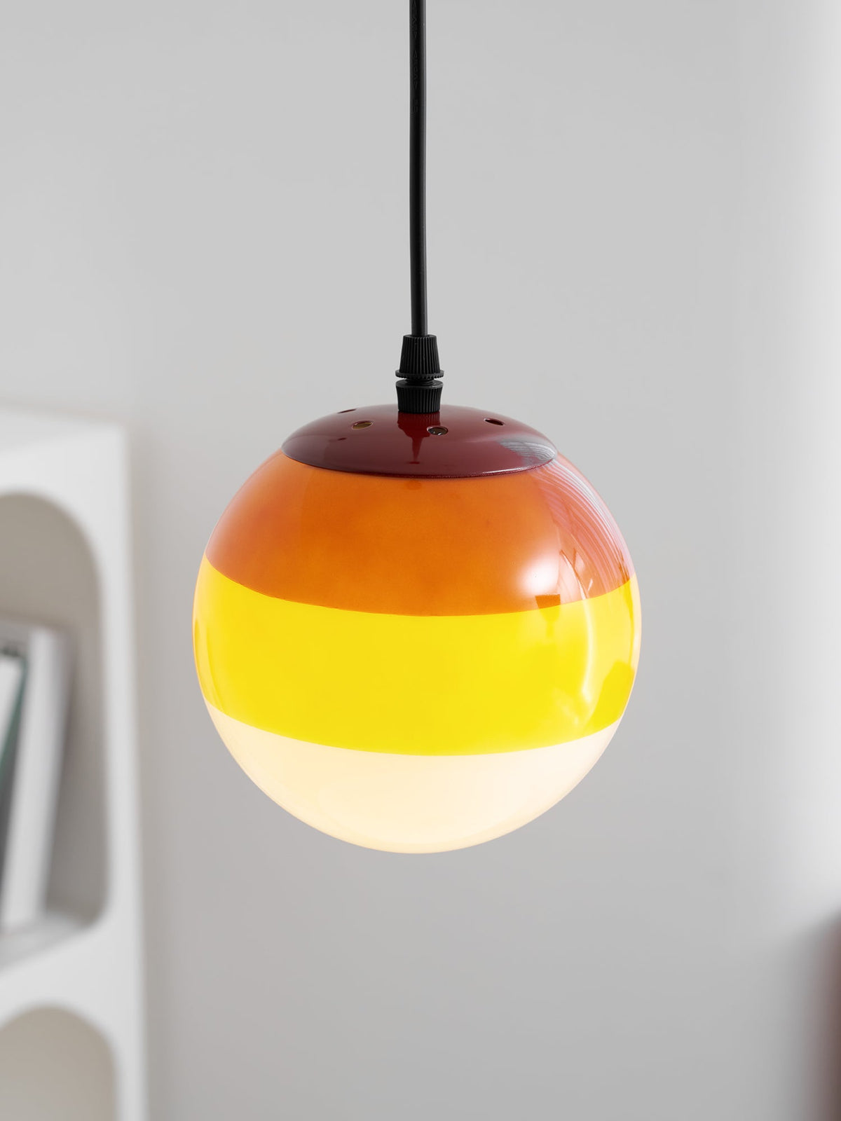 Dipping Pendant Light — Colored Glass & Lacquered Aluminum Hanging Lamp