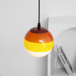 Dipping Pendant Light — Colored Glass & Lacquered Aluminum Hanging Lamp