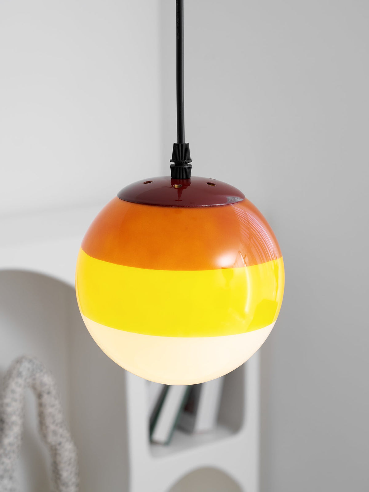Dipping Pendant Light — Colored Glass & Lacquered Aluminum Hanging Lamp