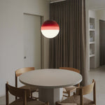 Dipping Pendant Light — Colored Glass & Lacquered Aluminum Hanging Lamp