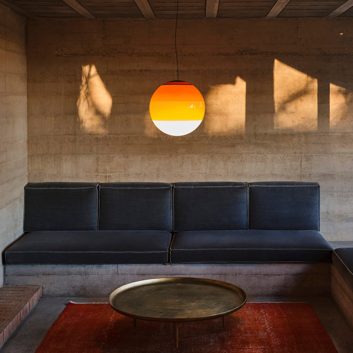 Dipping Pendant Light — Colored Glass & Lacquered Aluminum Hanging Lamp