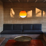 Dipping Pendant Light — Colored Glass & Lacquered Aluminum Hanging Lamp