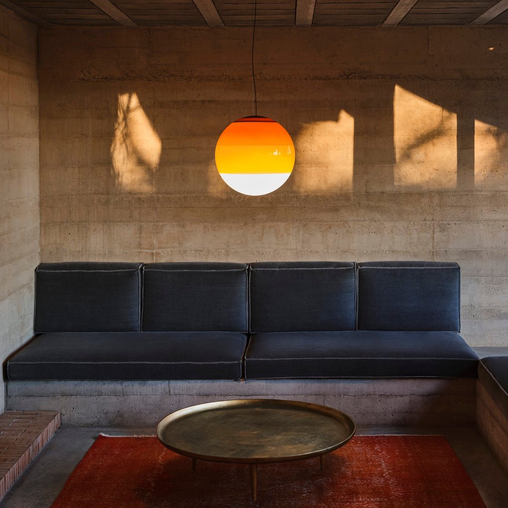 Dipping Pendant Light — Colored Glass & Lacquered Aluminum Hanging Lamp