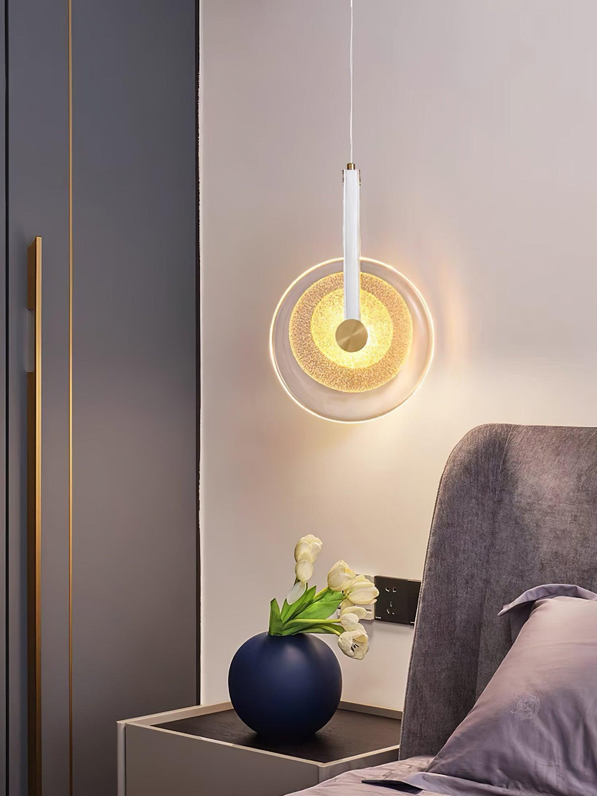 Paolo Castelli Disc Pendant Light in Gold Leaf Murano Glass