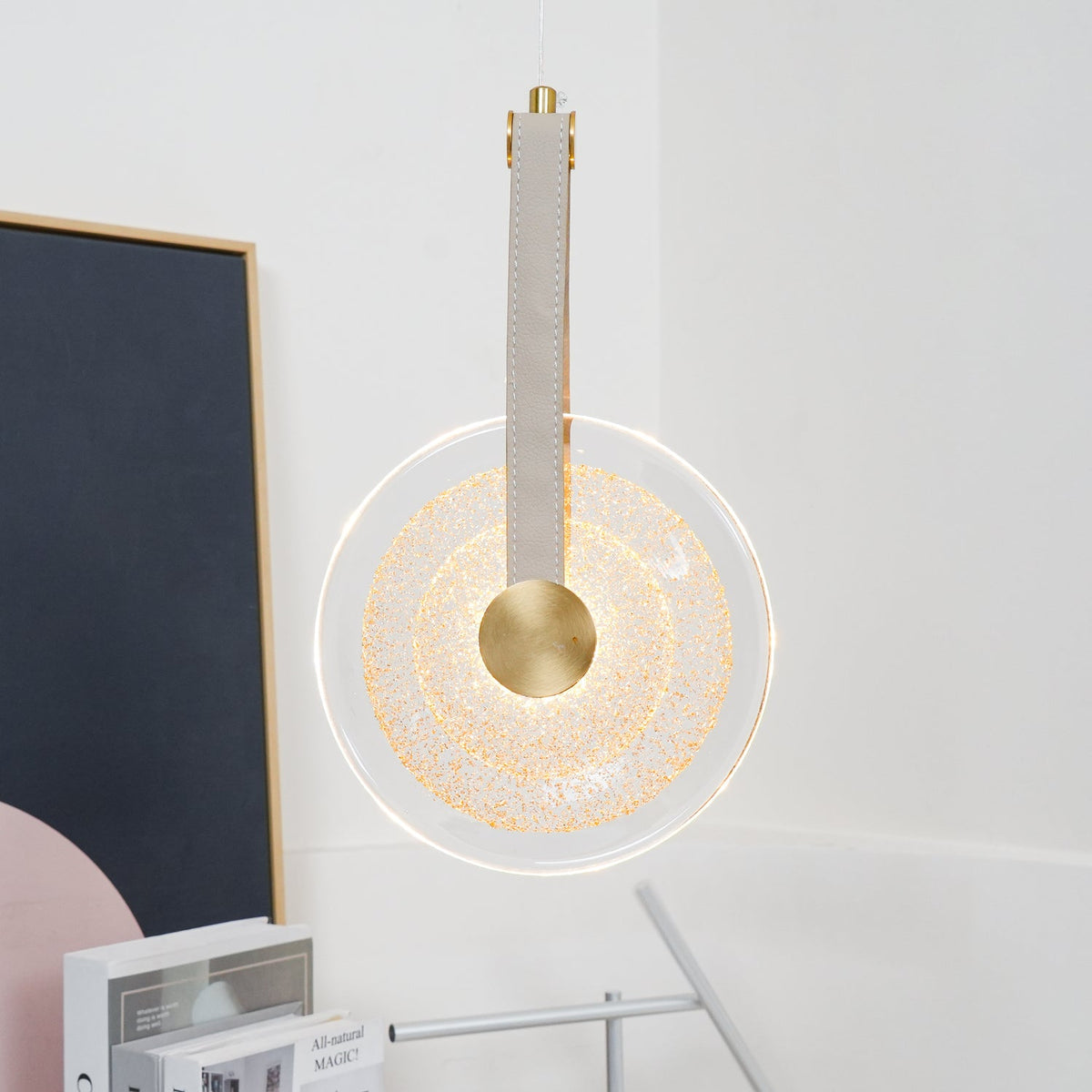 Paolo Castelli Disc Pendant Light in Gold Leaf Murano Glass