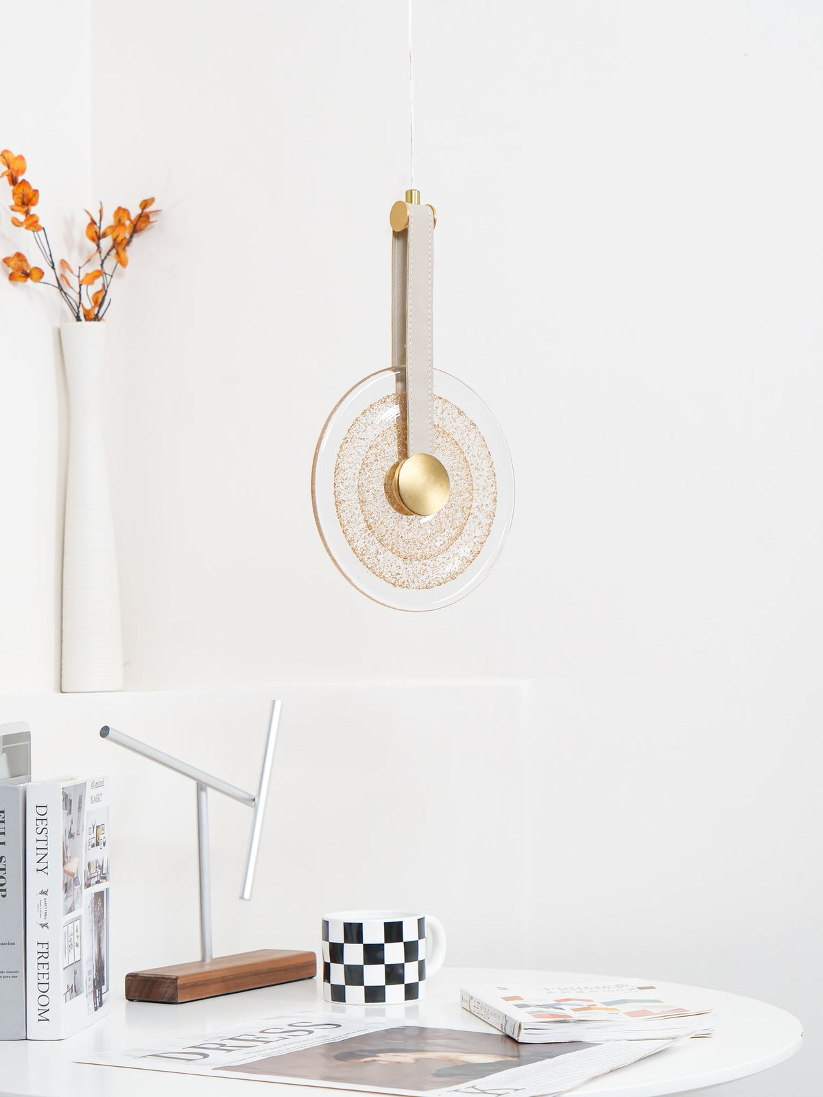 Paolo Castelli Disc Pendant Light in Gold Leaf Murano Glass