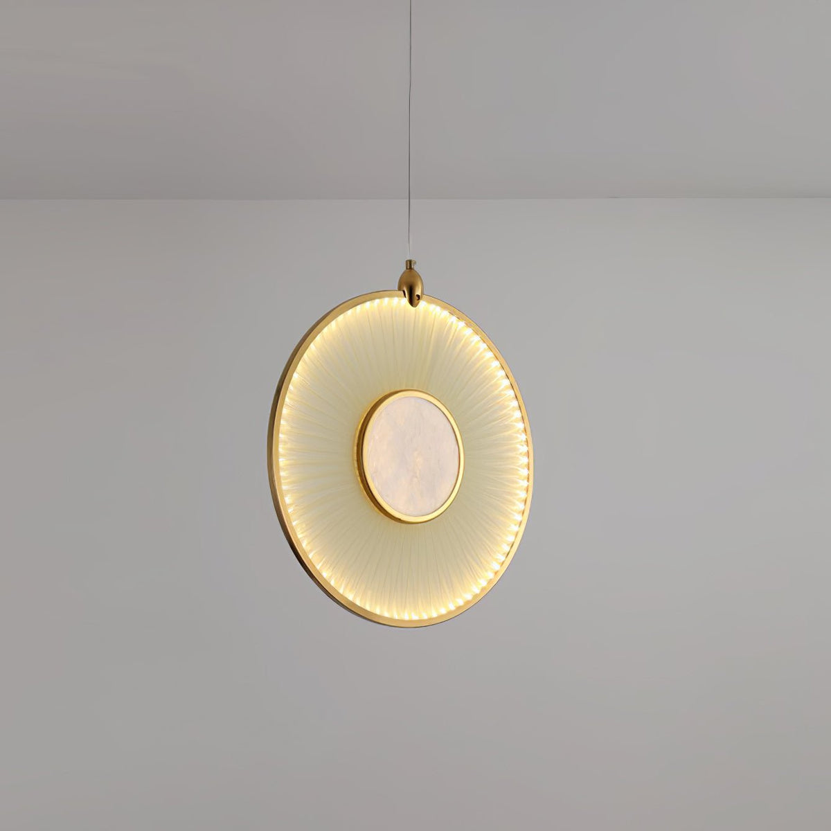 Dix Heures Designer Fabric Pendant Light, Gold & Beige, Modern LED Ceiling Lamp