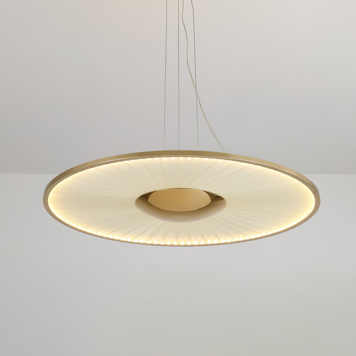 Dix Heures Designer Fabric Pendant Light, Gold & Beige, Modern LED Ceiling Lamp