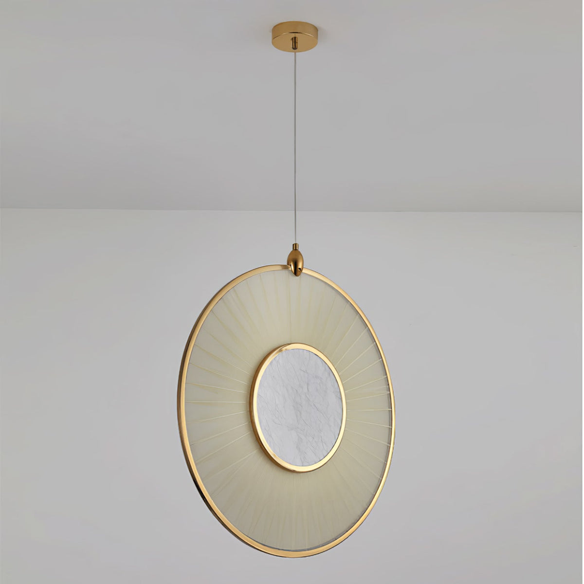 Dix Heures Designer Fabric Pendant Light, Gold & Beige, Modern LED Ceiling Lamp