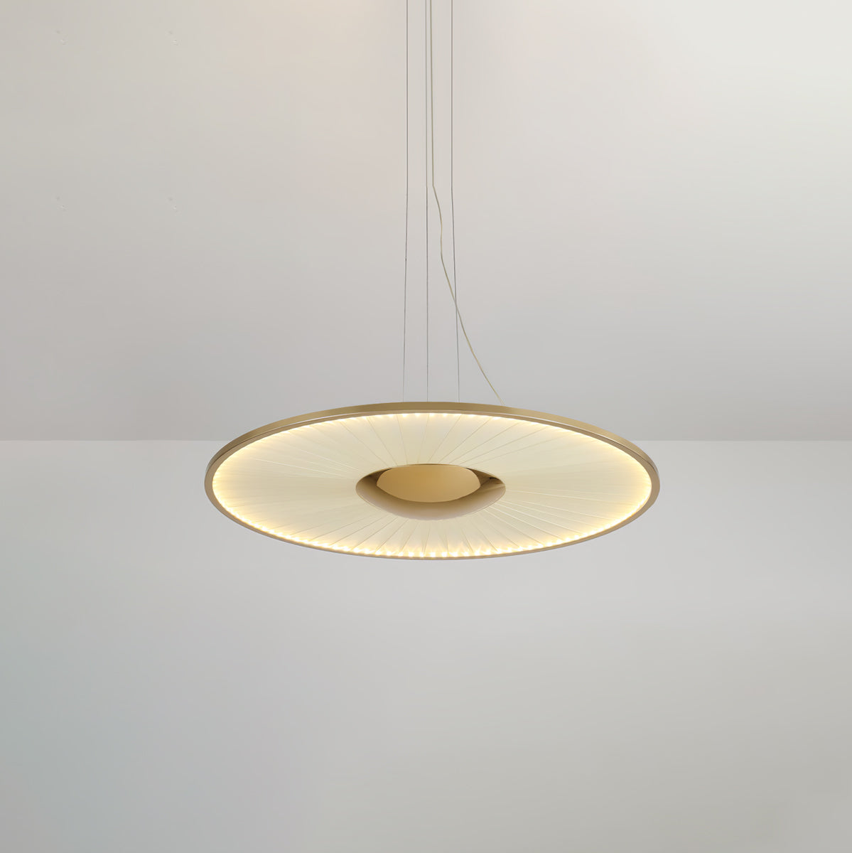 Dix Heures Designer Fabric Pendant Light, Gold & Beige, Modern LED Ceiling Lamp