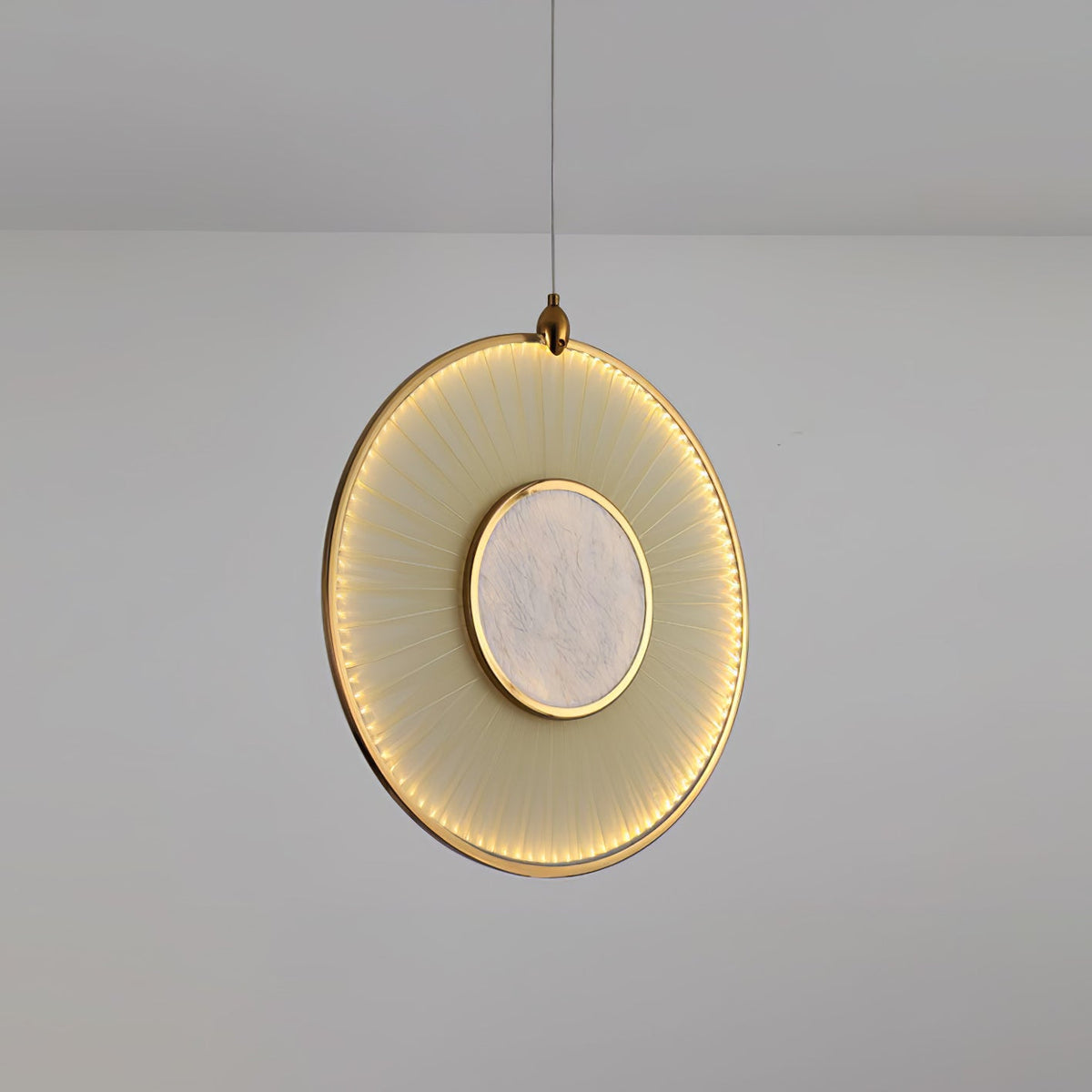 Dix Heures Designer Fabric Pendant Light, Gold & Beige, Modern LED Ceiling Lamp