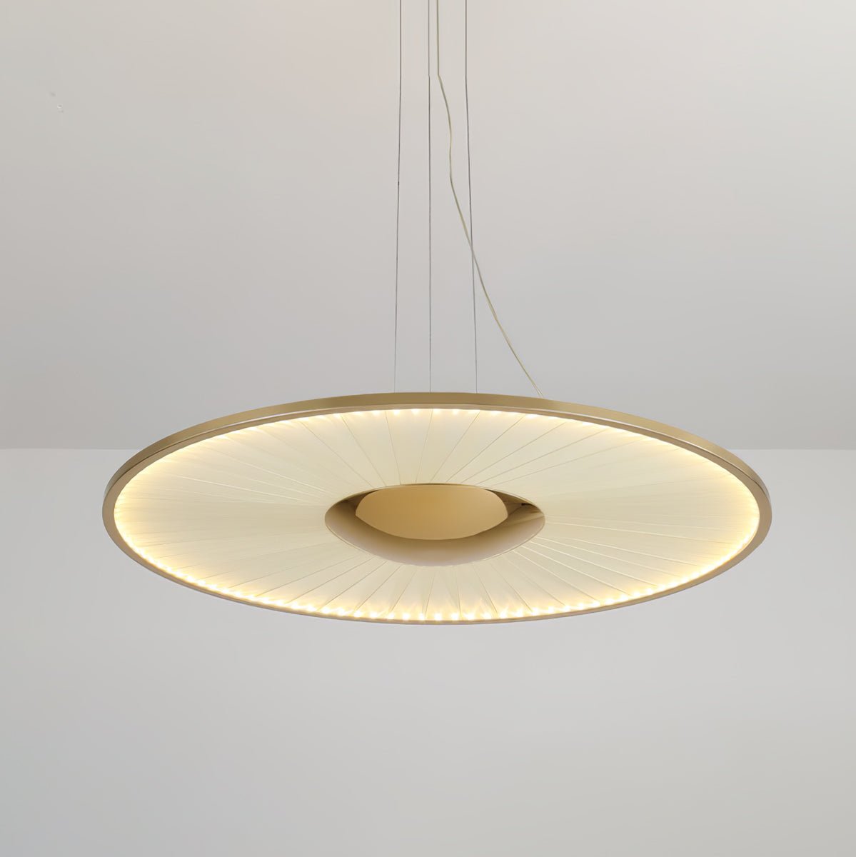 Dix Heures Designer Fabric Pendant Light, Gold & Beige, Modern LED Ceiling Lamp