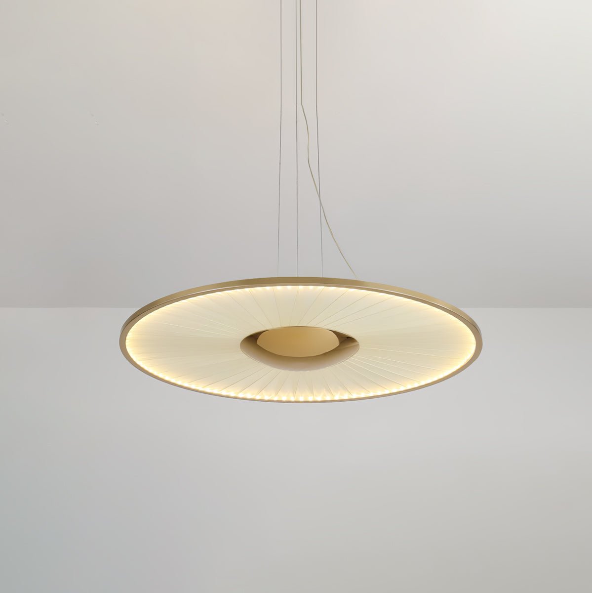Dix Heures Designer Fabric Pendant Light, Gold & Beige, Modern LED Ceiling Lamp