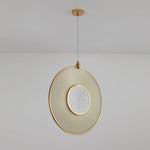 Dix Heures Designer Fabric Pendant Light, Gold & Beige, Modern LED Ceiling Lamp