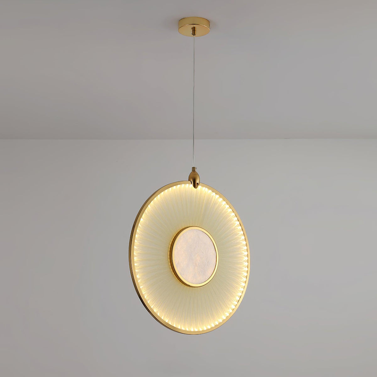 Dix Heures Designer Fabric Pendant Light, Gold & Beige, Modern LED Ceiling Lamp