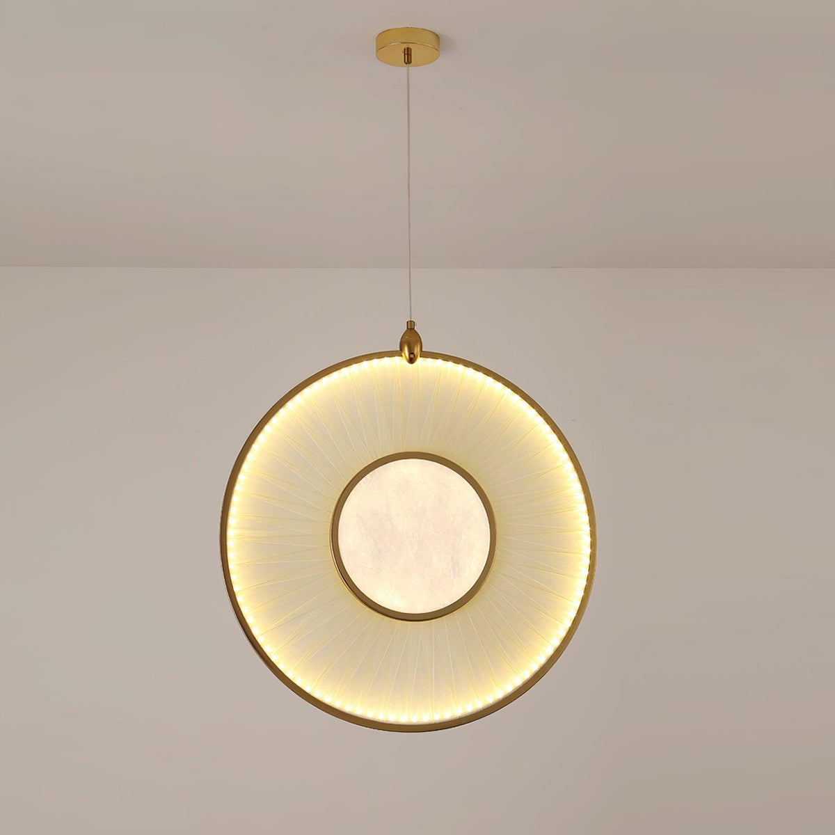 Dix Heures Designer Fabric Pendant Light, Gold & Beige, Modern LED Ceiling Lamp