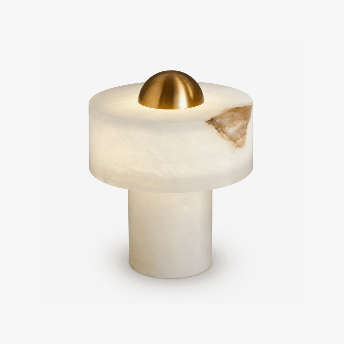Dome Alabaster Table Lamp with Brass Dome