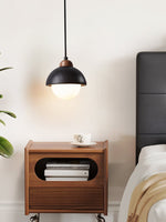 Domewood Pendant Light – Black Travertine & Walnut Modern Hanging Lamp