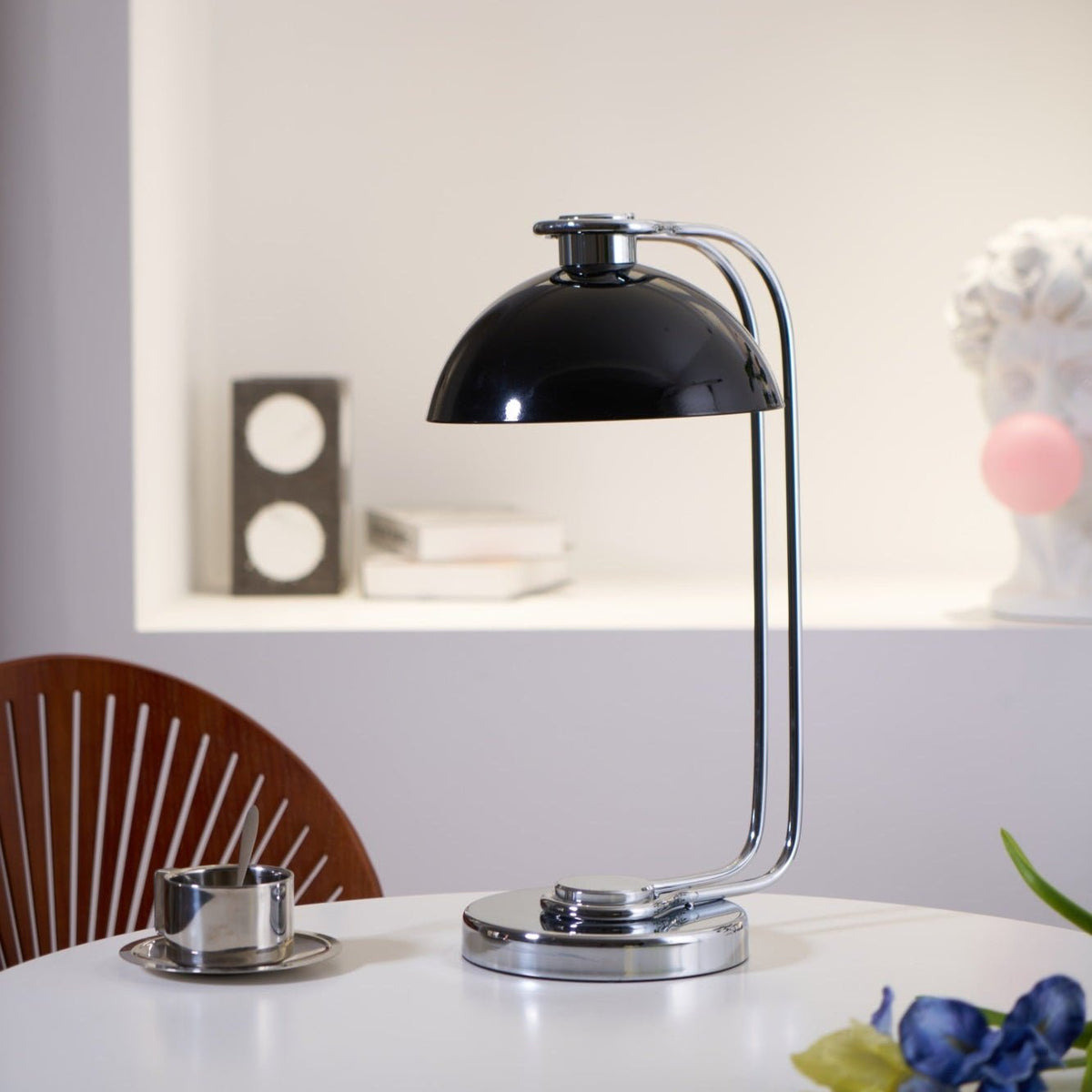 Domex Modern Desk Lamp with Chrome Accents and Integrated LED