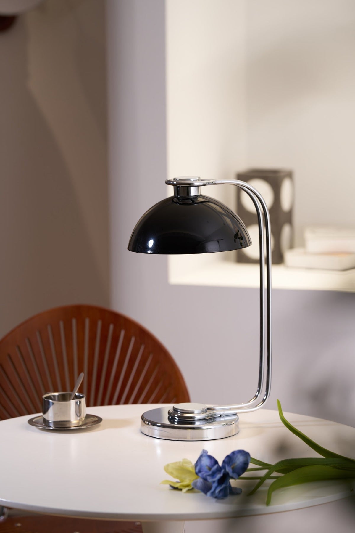 Domex Modern Desk Lamp with Chrome Accents and Integrated LED