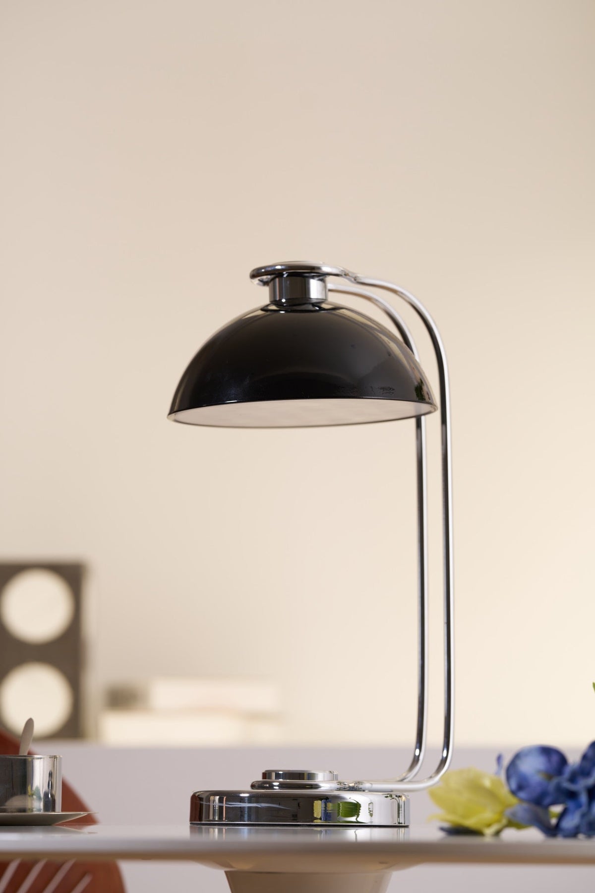 Domex Modern Desk Lamp with Chrome Accents and Integrated LED
