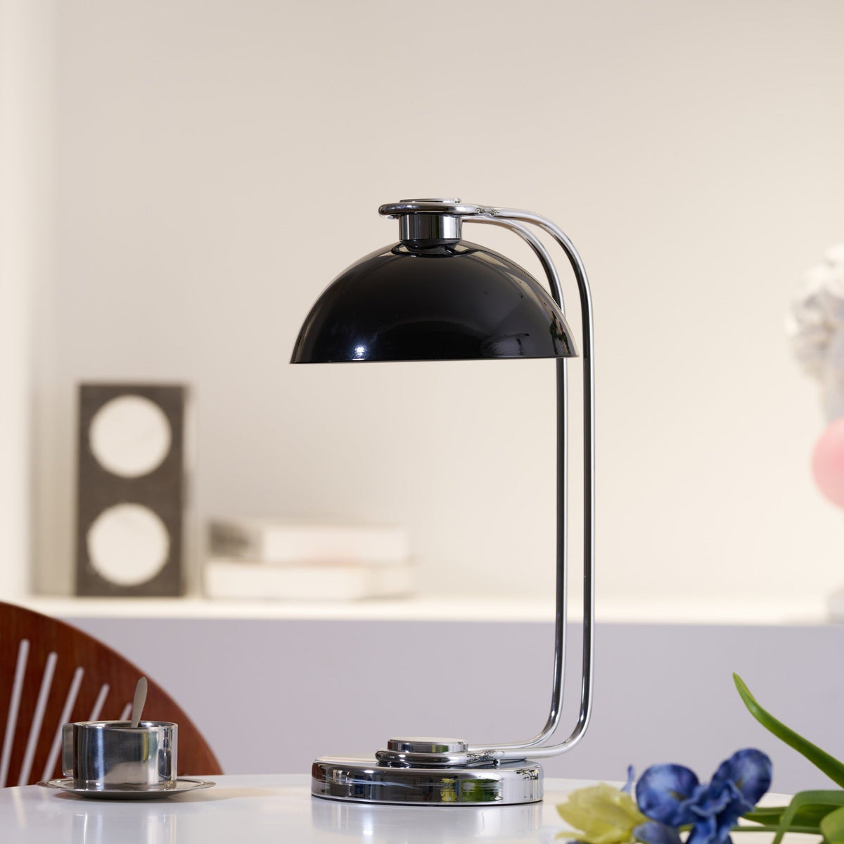 Domex Modern Desk Lamp with Chrome Accents and Integrated LED