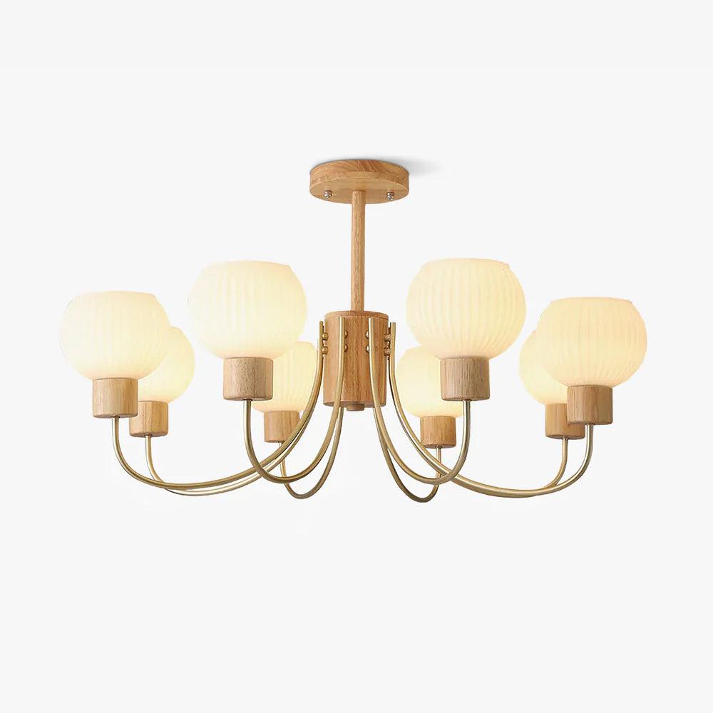 Donnelly Wooden Chandelier – Modern 6-Light Ceiling Pendant for Dining & Living Rooms