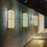 Doots Outdoor Wall Light in Gold and White, Modern LED Sconce for Patio and Garden