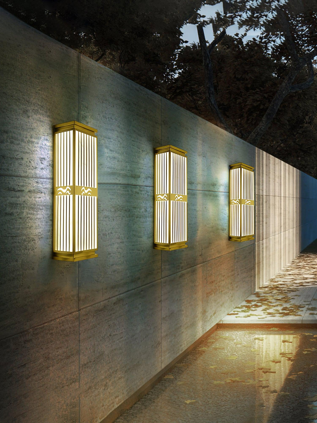 Doots Outdoor Wall Light in Gold and White, Modern LED Sconce for Patio and Garden
