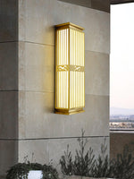 Doots Outdoor Wall Light in Gold and White, Modern LED Sconce for Patio and Garden