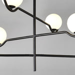 Doris Modern Glass Ball Chandelier in Black Metal for Dining Room and Living Room