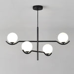 Doris Modern Glass Ball Chandelier in Black Metal for Dining Room and Living Room