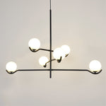 Doris Modern Glass Ball Chandelier in Black Metal for Dining Room and Living Room