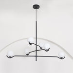 Doris Modern Glass Ball Chandelier in Black Metal for Dining Room and Living Room