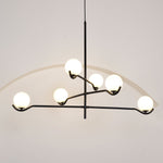 Doris Modern Glass Ball Chandelier in Black Metal for Dining Room and Living Room