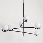 Doris Modern Glass Ball Chandelier in Black Metal for Dining Room and Living Room