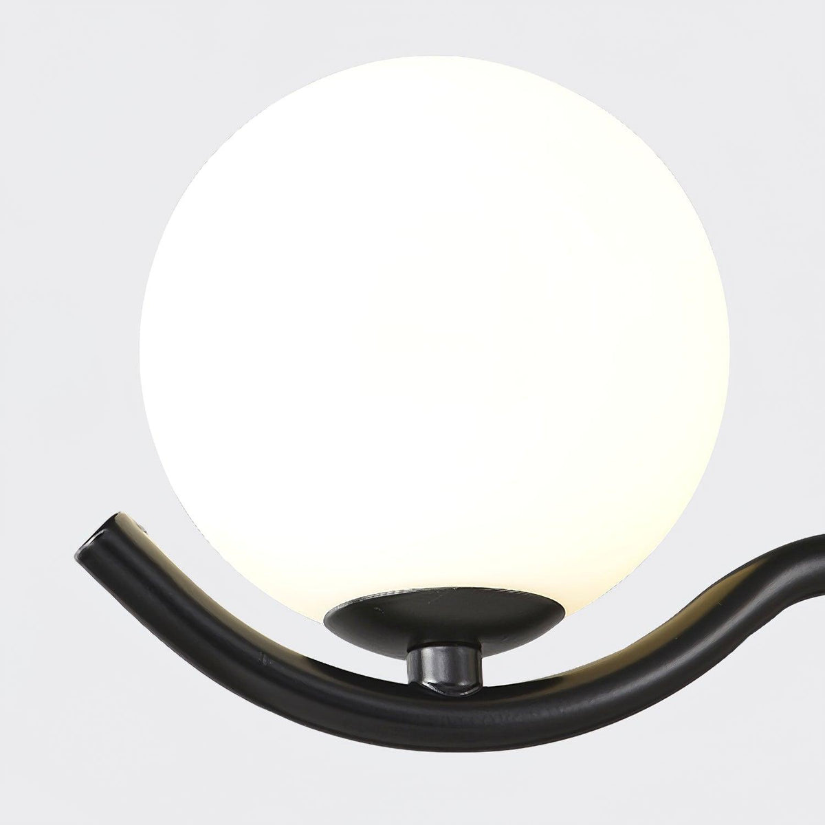 Doris Modern Glass Ball Chandelier in Black Metal for Dining Room and Living Room